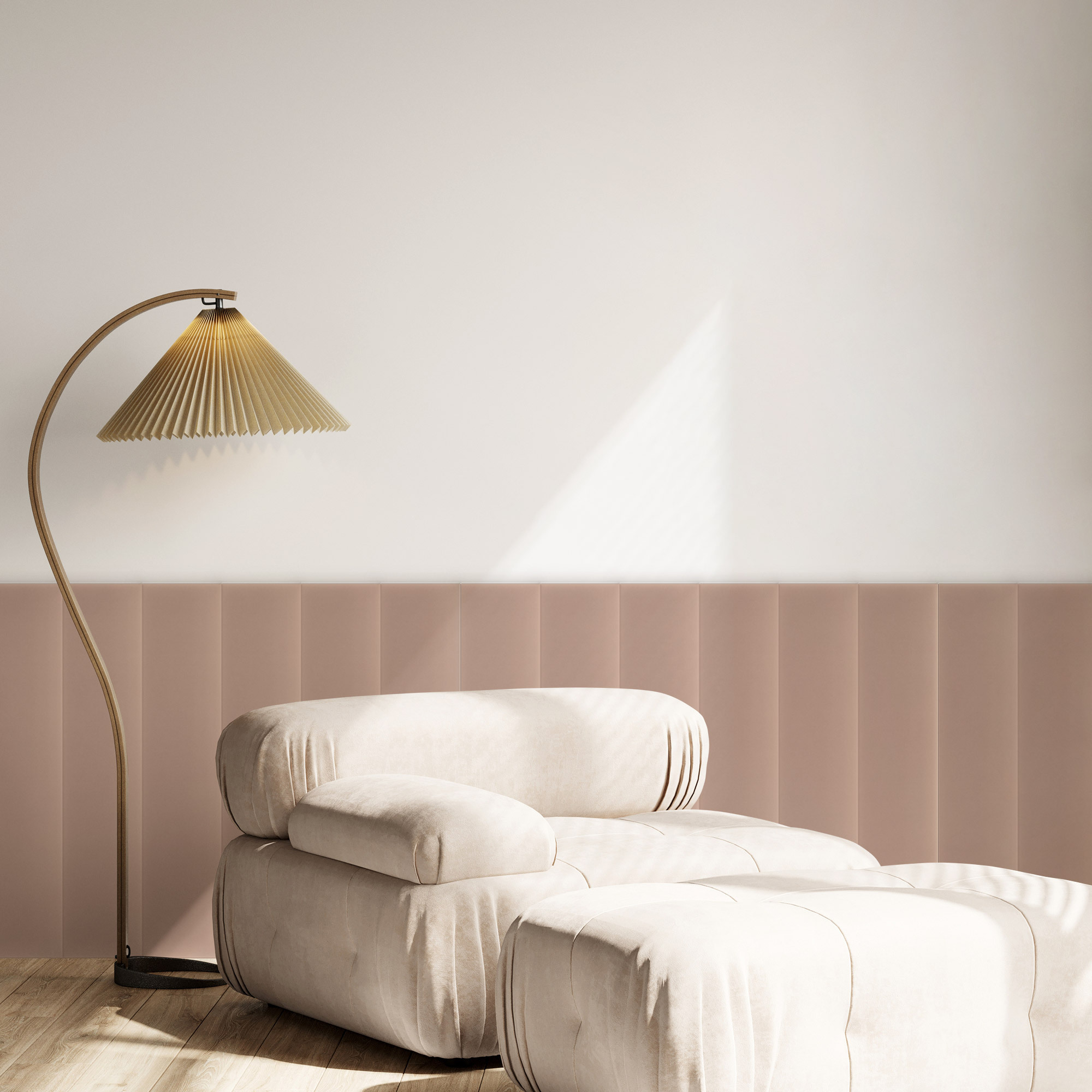 Panel Tapicerowany Magic Velvet Prostokątny Pudrowy róż - obrazek 2