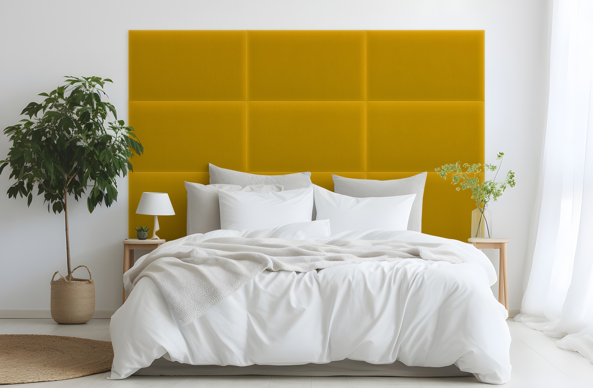 Panel Tapicerowany Magic Velvet Prostokątny Żółty - obrazek 4