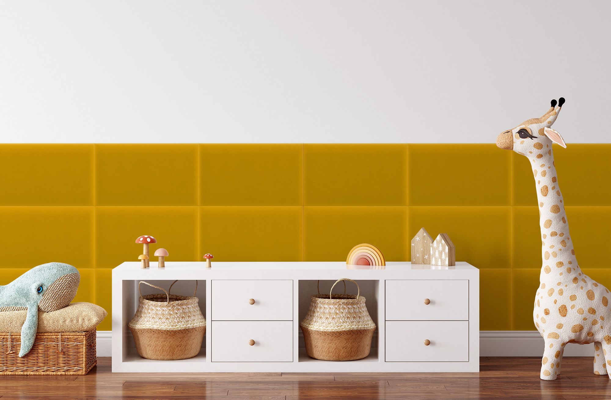 Panel Tapicerowany Magic Velvet Prostokątny Żółty - obrazek 6