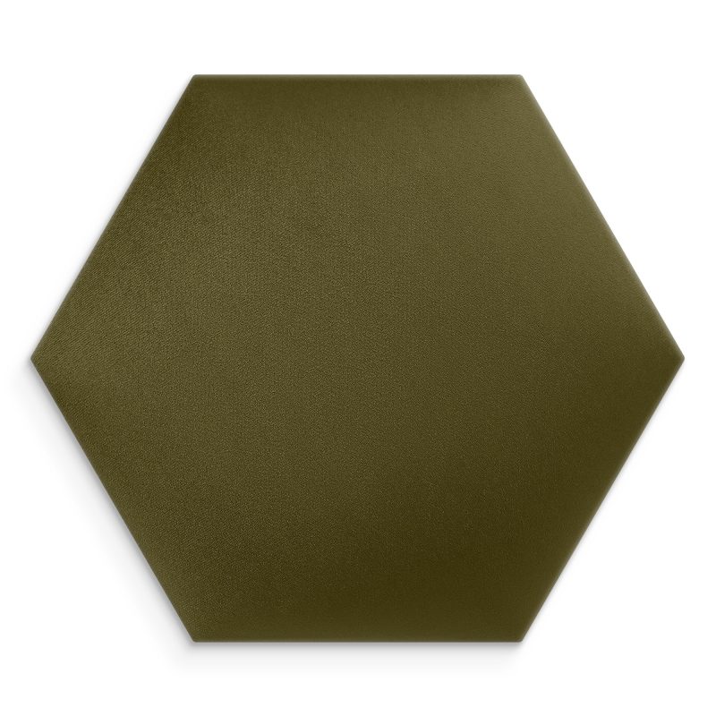 Panel Tapicerowany Tkanina welurowa Heksagon Khaki